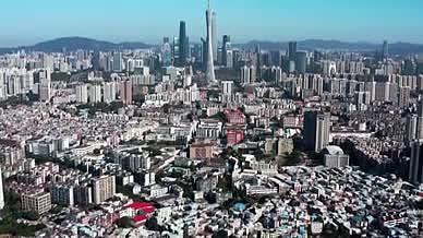 4k航拍广州城中村高楼大厦城市对比发展视频的预览图